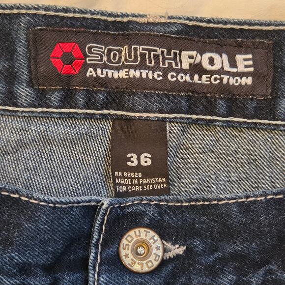 SouthPole Jeans Size 36x32 Dark Blue Heavy Denim Y2K Baggy *read* - Picture 6 of 16